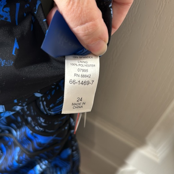 NEW Swimsuits for All Spliced tank one piece swimsuit blue Hawaiian print - Picture 7 of 14